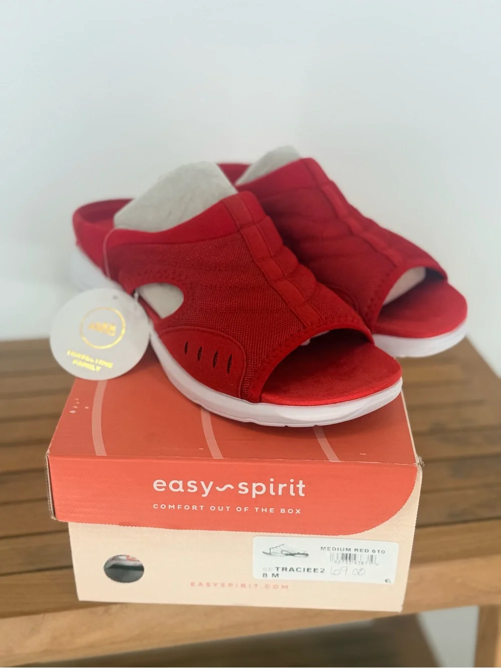 NEW Easy Spirit TRACIPE Red Open-Toe Slide Sandals SUZE 8